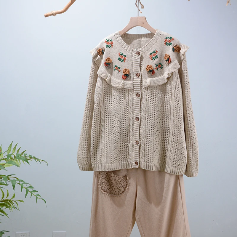 Spring Mori girl Sweater Embroidered Floral Knitted Cardigan Sweater long sleeve casual wear
Spring Mori girl Sweater Embroidered Floral Knitted Cardigan Sweater long sleeve casual wear