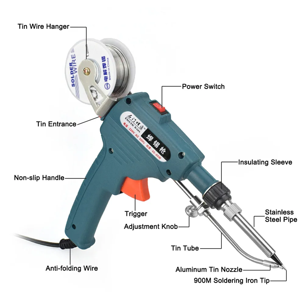 Hand-held Internal Heating Soldering Iron Automatically Send Tin Gun Soldering Welding Repair Tool Accessories US 220V 60W
Hand-held Internal Heating Soldering Iron Automatically Send Tin Gun Soldering Welding Repair Tool Accessories US 220V 60W