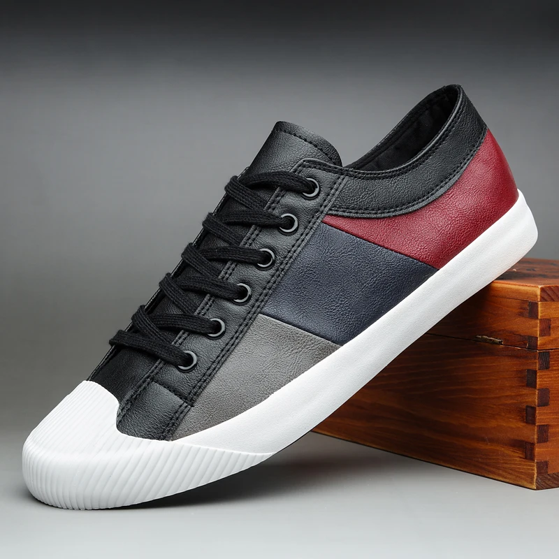 2020 New Autumn Men Casual Vulcanized Shoes British Fashion Mens Pu Leather Shoe Breathable Rubber Sneakers Male Designer Flats
2020 New Autumn Men Casual Vulcanized Shoes British Fashion Mens Pu Leather Shoe Breathable Rubber Sneakers Male Designer Flats