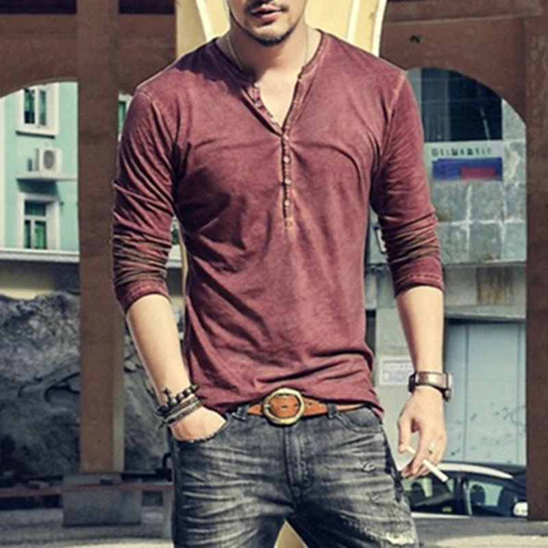 Men Henley Tshirts Long Sleeve Casual T-shirt Stylish Slim Fit Camiseta Masculina Button Design Men Basic Tops Tees
Men Henley Tshirts Long Sleeve Casual T-shirt Stylish Slim Fit Camiseta Masculina Button Design Men Basic Tops Tees