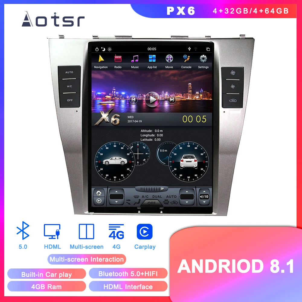 Android 8.1 Tesla style DVD multimedia player GPS navigation for Toyota Camry 2007-2011 car radio player Auto stereo head unit
Android 8.1 Tesla style DVD multimedia player GPS navigation for Toyota Camry 2007-2011 car radio player Auto stereo head unit
