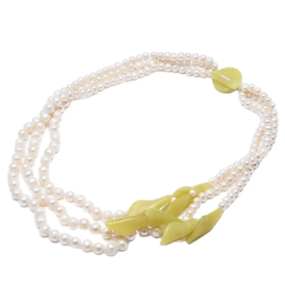 GuaiGuai Jewelry Natural White Pearl Yellow Jade Topaz Flower Necklace 20" Handmade For Women
GuaiGuai Jewelry Natural White Pearl Yellow Jade Topaz Flower Necklace 20" Handmade For Women