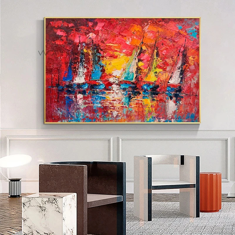 100%Handmade Modern Abstract Sunrise Sea Oil Painting On Canvas Palette Ship Painting Living Room Decor Shadow Seascape Artwork
100%Handmade Modern Abstract Sunrise Sea Oil Painting On Canvas Palette Ship Painting Living Room Decor Shadow Seascape Artwork
