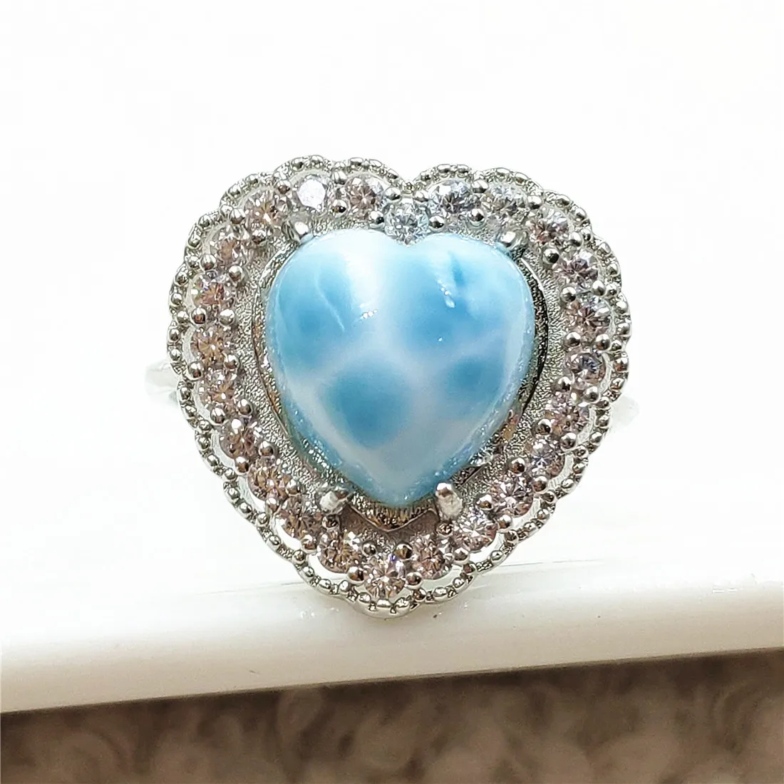Dominia Namibia Natural Larimar Blue Heart Adjustable Ring 10x10mm Water Pattern Love Larimar 925 Sterling Silver AAAAAA
Dominia Namibia Natural Larimar Blue Heart Adjustable Ring 10x10mm Water Pattern Love Larimar 925 Sterling Silver AAAAAA