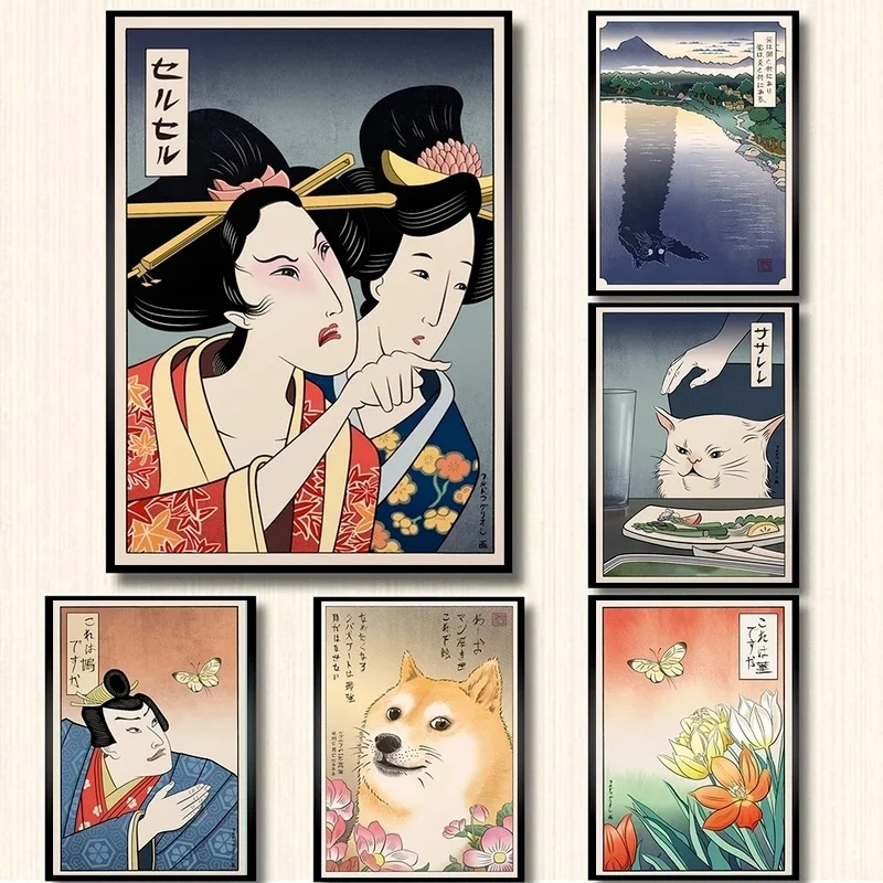 Japanese Samurai Geisha and Cat Prints Painting Pictures Wall Art Modular Nordic Canvas Poster Modern Bedside Home Wall Decor
Japanese Samurai Geisha and Cat Prints Painting Pictures Wall Art Modular Nordic Canvas Poster Modern Bedside Home Wall Decor