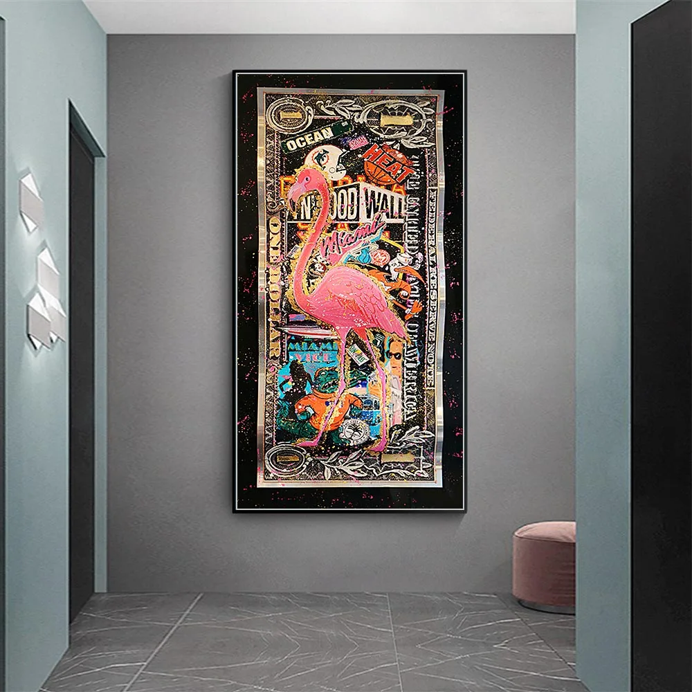 Graffiti Artwork Flamingo Dollars Canvas Painting Abstract Money Posters and Prints Wall Art Picture for Hoem Living Room Decor
Graffiti Artwork Flamingo Dollars Canvas Painting Abstract Money Posters and Prints Wall Art Picture for Hoem Living Room Decor