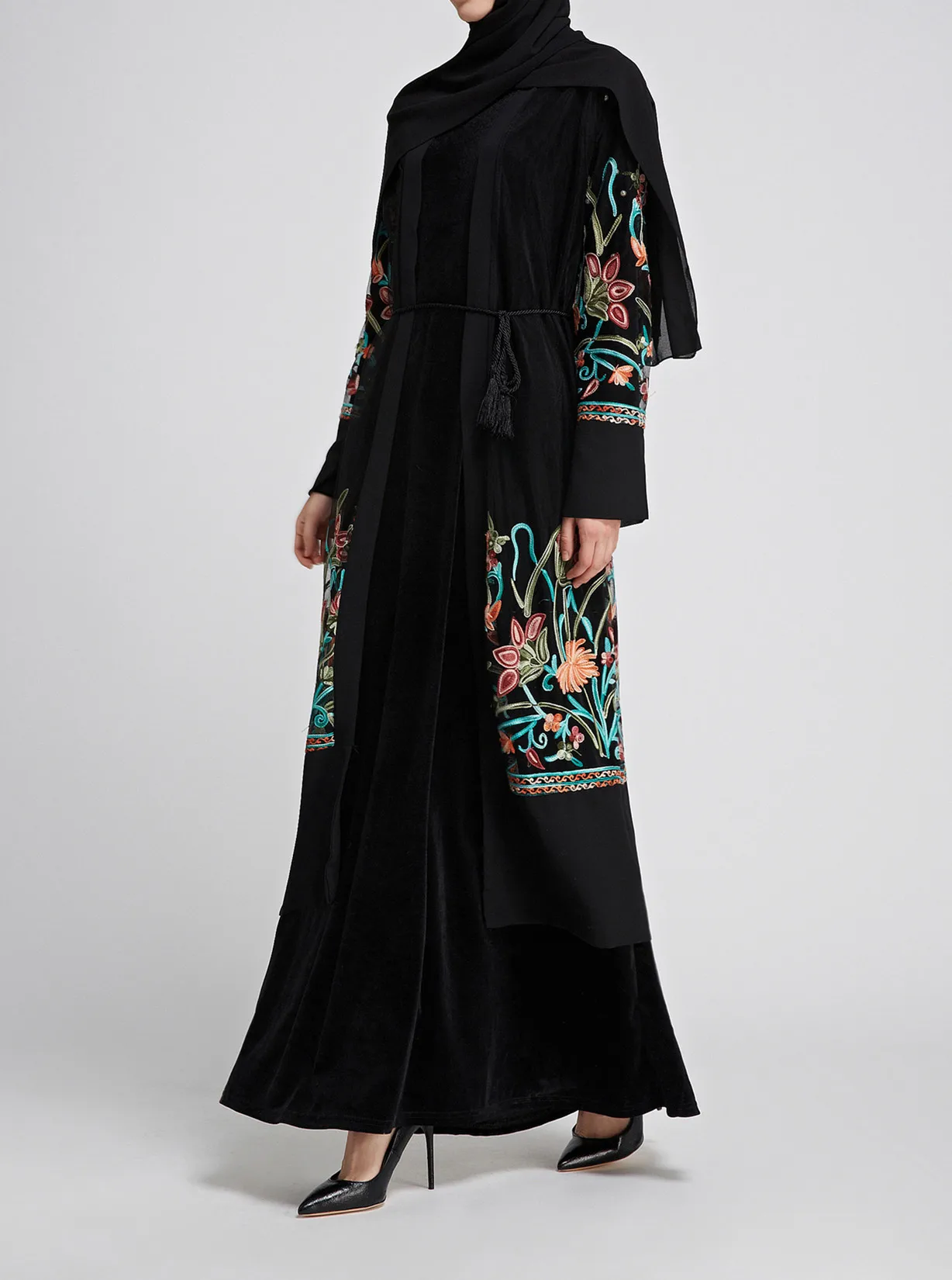 Модное платье Abaya из Дубая с вышивкой женское для улицы Сетчатое - купить по