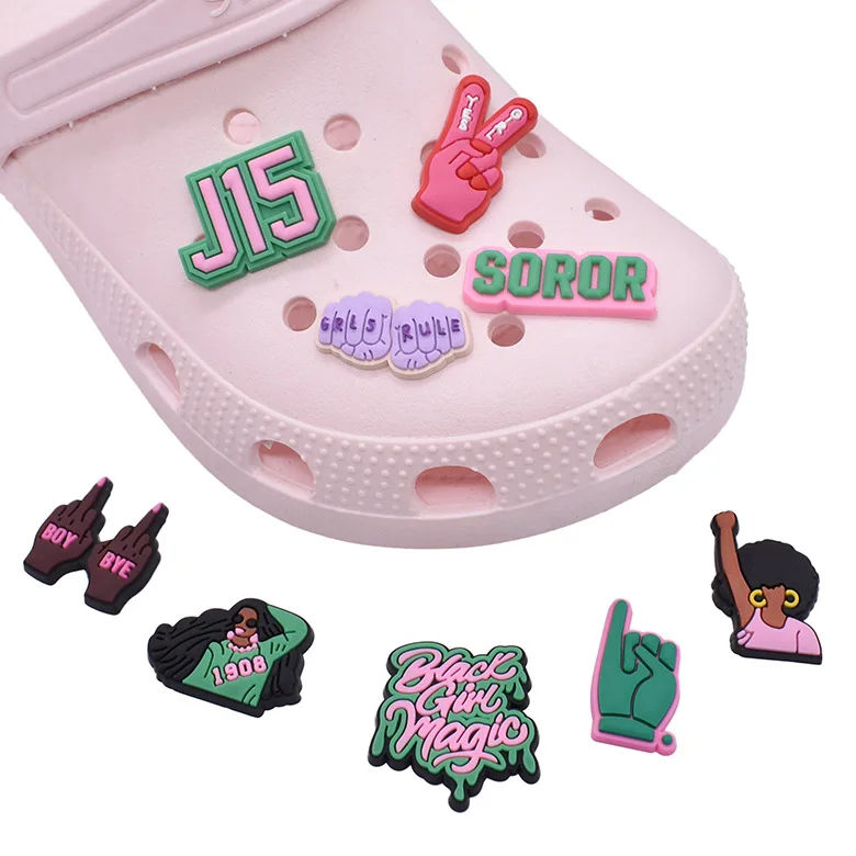 Hot Sale 10/25PCS Mixed Shoe Charms Accessories Black Girl Magic PVC Shoe Decoration for Croc Kids Party X-mas Gifts
Hot Sale 10/25PCS Mixed Shoe Charms Accessories Black Girl Magic PVC Shoe Decoration for Croc Kids Party X-mas Gifts