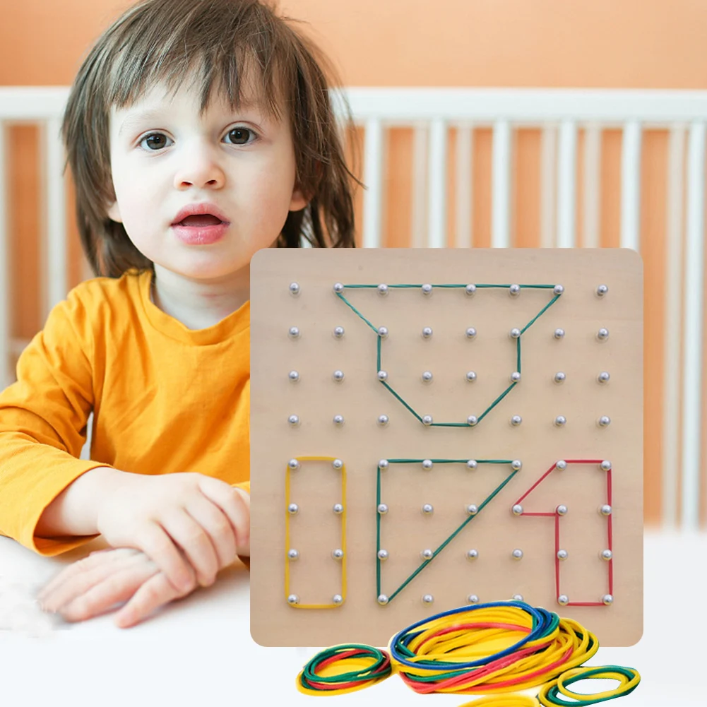 Mathematical Nail Board Block Pattern Cards Geometric Board with Rubber Bands Kids Children Cognition Toy Supplies
Mathematical Nail Board Block Pattern Cards Geometric Board with Rubber Bands Kids Children Cognition Toy Supplies