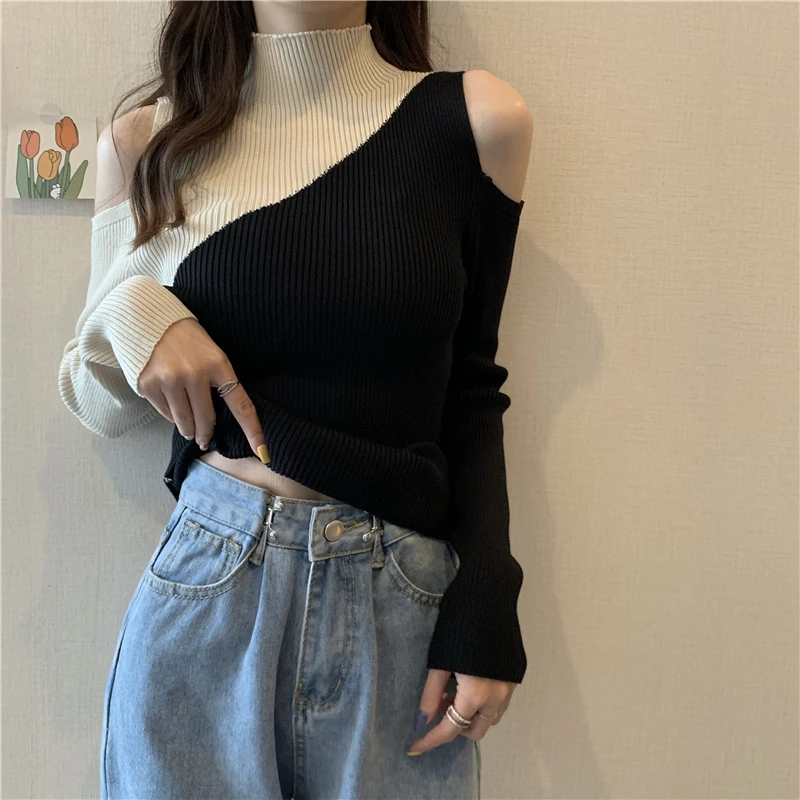 Autumn Winter Turtleneck High Elastic Off Shoulder Knitted Sweater Shirt Patchwork Women Slim Plus Size Long Pullovers Knitting
Autumn Winter Turtleneck High Elastic Off Shoulder Knitted Sweater Shirt Patchwork Women Slim Plus Size Long Pullovers Knitting