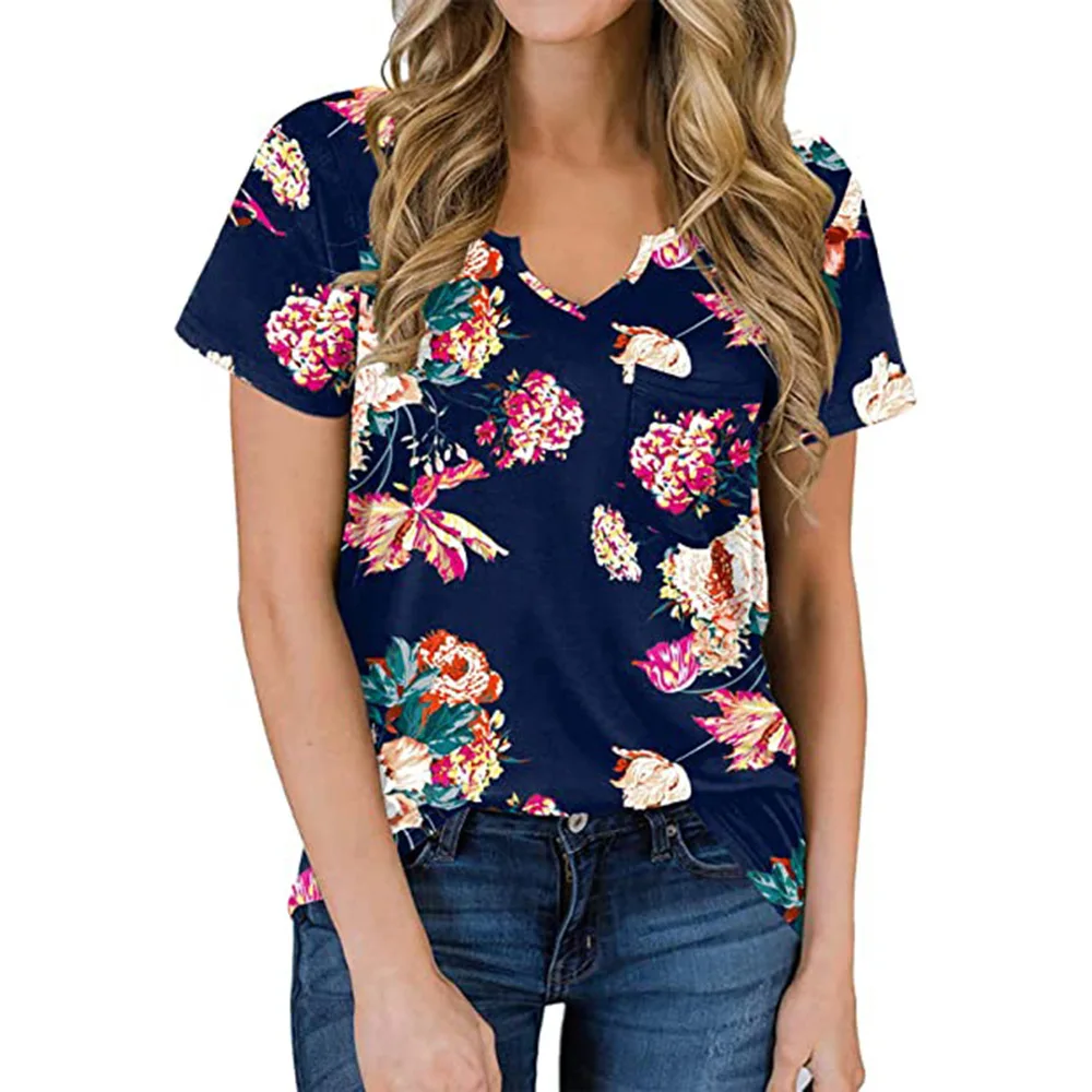 New 2021 Summer Women's Fashion Top T Shirts Floral Print V Neck Short Sleeve Loose Pocket T-shirt Casual Tees Cotton Beach Tops
New 2021 Summer Women's Fashion Top T Shirts Floral Print V Neck Short Sleeve Loose Pocket T-shirt Casual Tees Cotton Beach Tops