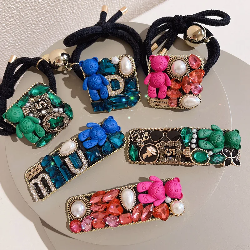 Rhinestone Hair Tie Clip for Women Girl Bear Animal Elastic Bands Rubber Korean Cute Accessories Handmade Wholesale
Rhinestone Hair Tie Clip for Women Girl Bear Animal Elastic Bands Rubber Korean Cute Accessories Handmade Wholesale