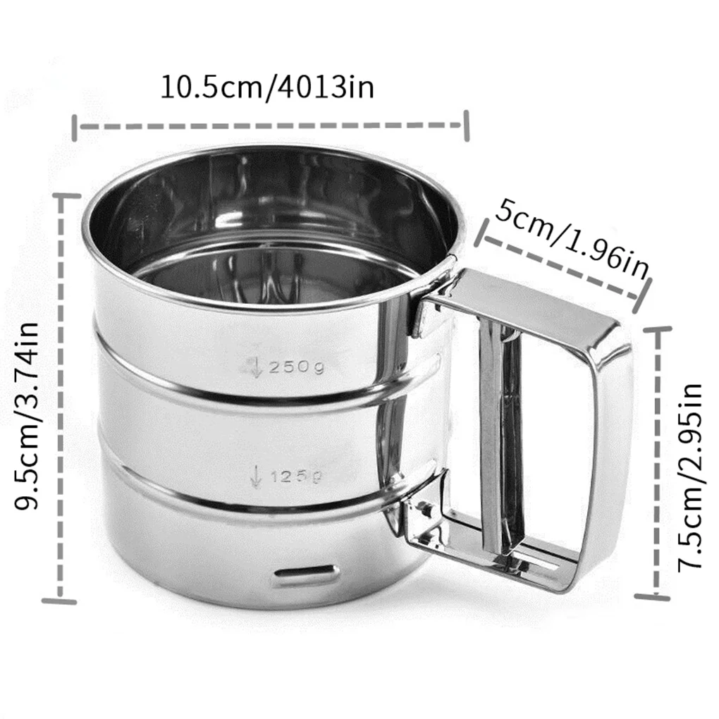 Flour Sieve Cup Stainless Steel Shaker Sieve Cup Powder Sieve Mesh Baking Kitchen Gadget Icing Powdered Sugar Sifter for Cakes
Flour Sieve Cup Stainless Steel Shaker Sieve Cup Powder Sieve Mesh Baking Kitchen Gadget Icing Powdered Sugar Sifter for Cakes