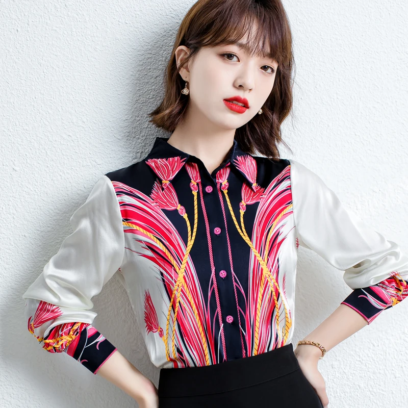 Summer Chiffon Women's Blouse Autumn Fashion Korean Polo Shirt Casual Clothing Long Sleeve Top Print Lady Houthion
Summer Chiffon Women's Blouse Autumn Fashion Korean Polo Shirt Casual Clothing Long Sleeve Top Print Lady Houthion