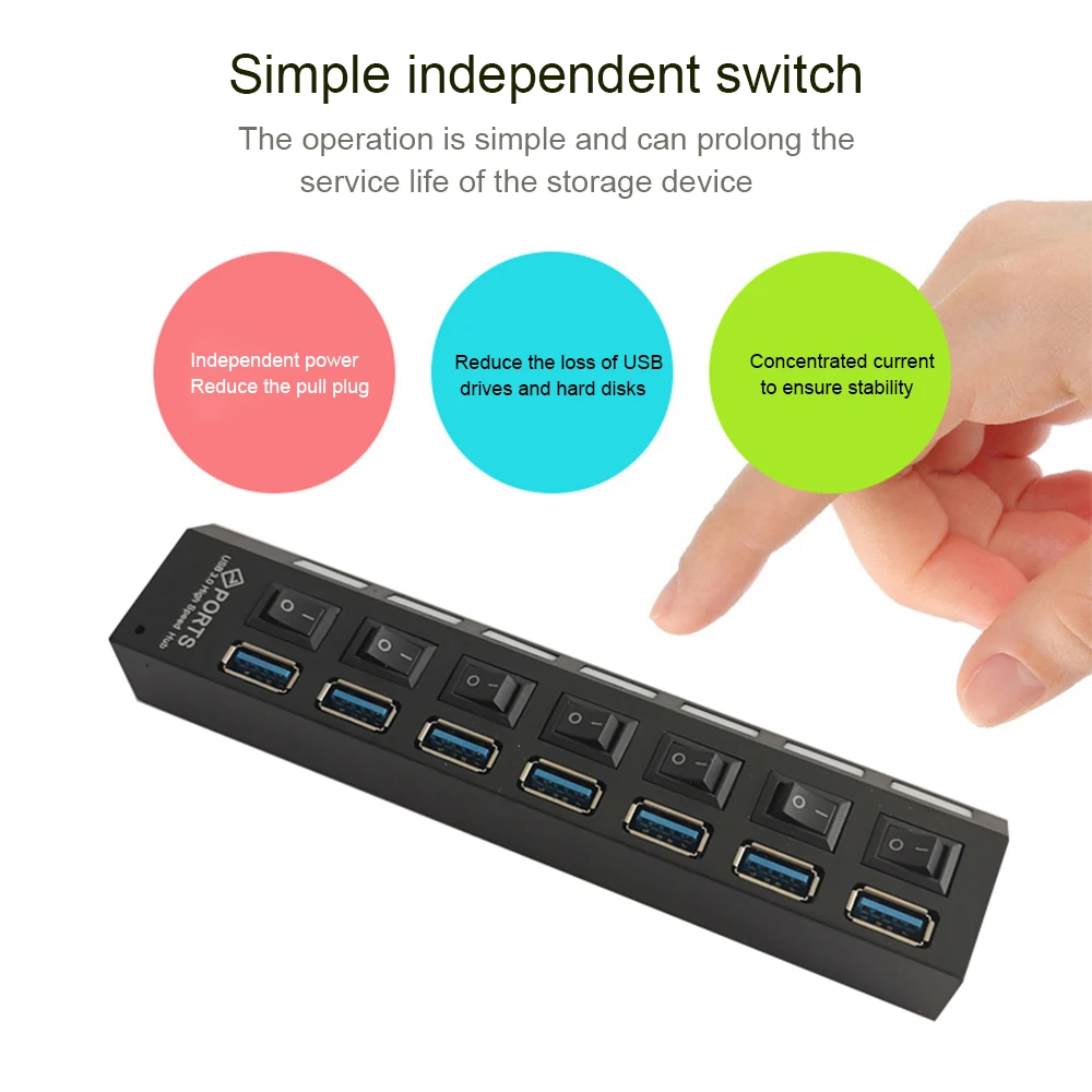 WL17001 Hub 7 Ports Extension LED Display USB2.0 Splitter with Switch High Speed Hub Adapter for Phone Laptop Computer
WL17001 Hub 7 Ports Extension LED Display USB2.0 Splitter with Switch High Speed Hub Adapter for Phone Laptop Computer