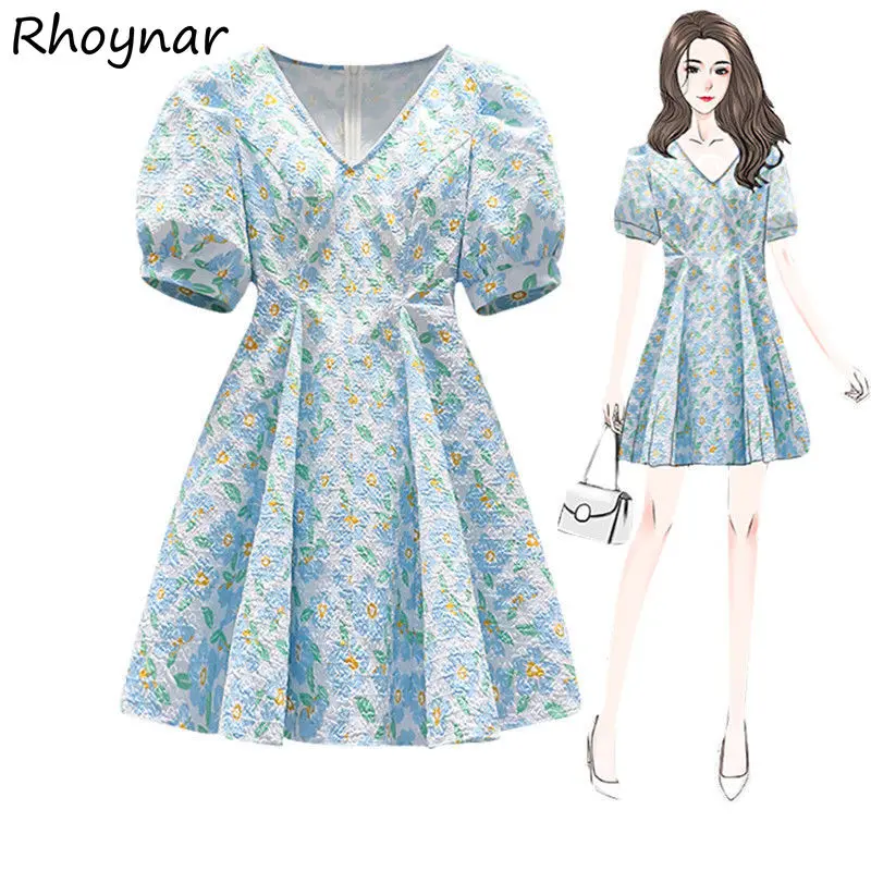 Puff Sleeve Dress Women Size M-4XL Korean Style V-neck Floral Lovely Girls Summer Gentle Streetwear Student Romantic Lady Female
Puff Sleeve Dress Women Size M-4XL Korean Style V-neck Floral Lovely Girls Summer Gentle Streetwear Student Romantic Lady Female