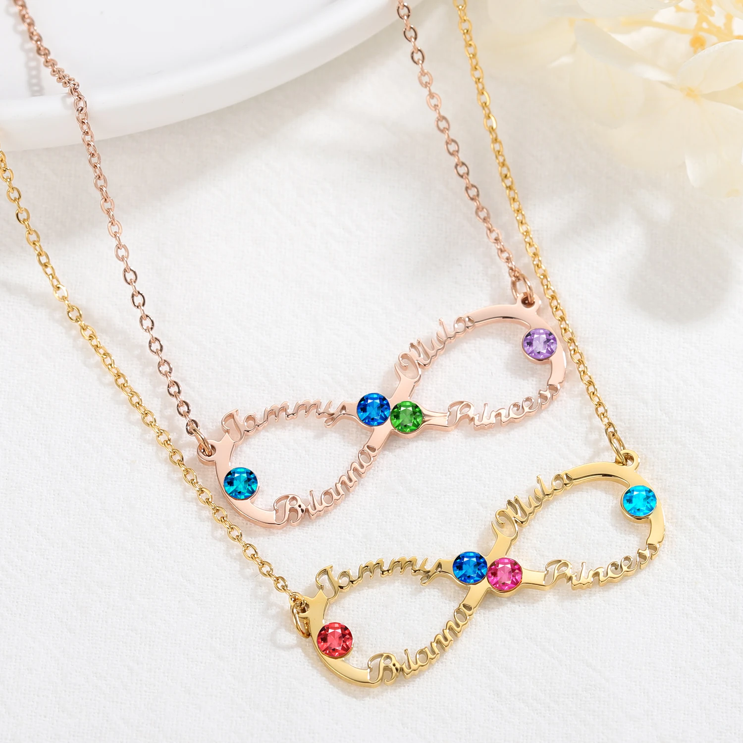 Custom Name Necklace Infinity With Birthstone Stainless Steel Nameplated Necklaces Customized Letter Pendant Mother's Day Gift
Custom Name Necklace Infinity With Birthstone Stainless Steel Nameplated Necklaces Customized Letter Pendant Mother's Day Gift