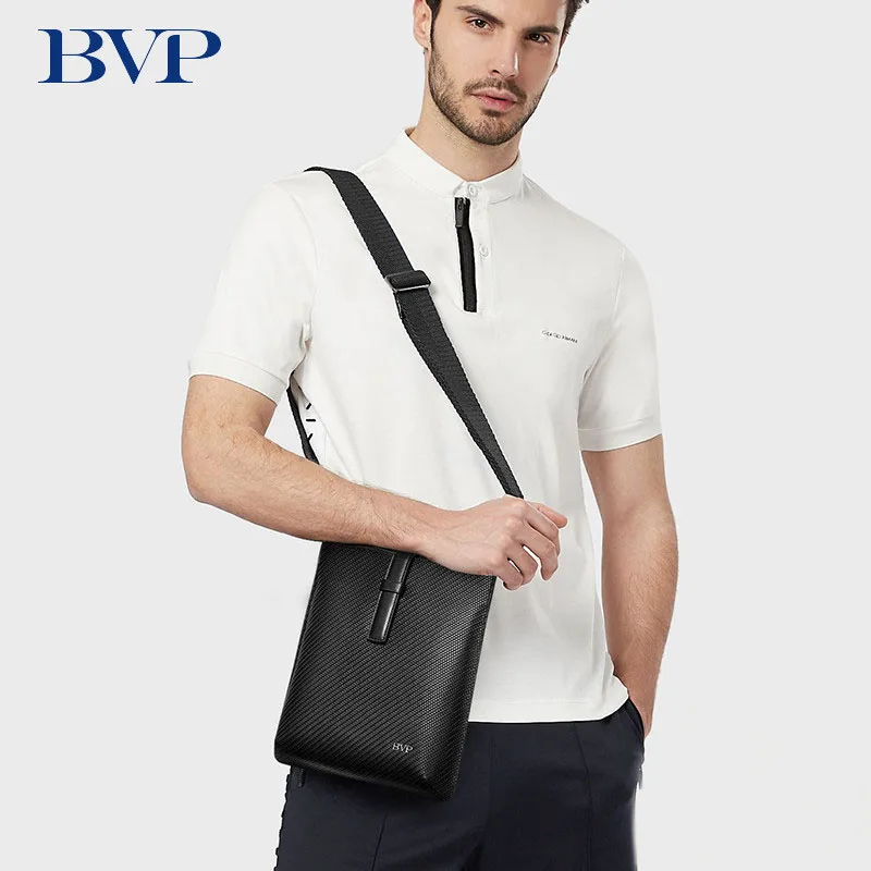 Мужская деловая сумка через плечо BVP брендовая сумка-мессенджер из натуральной