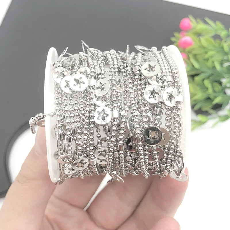 1Meter Newest Design Stainless Steel Bead Link Chains Silver Color Star Chain Findings Fit for DIY Jewelry Making
1Meter Newest Design Stainless Steel Bead Link Chains Silver Color Star Chain Findings Fit for DIY Jewelry Making
