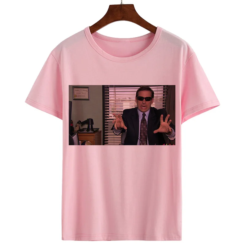Женская футболка с принтом Майкла Скотта розовая в стиле Харадзюку лето 2021 |