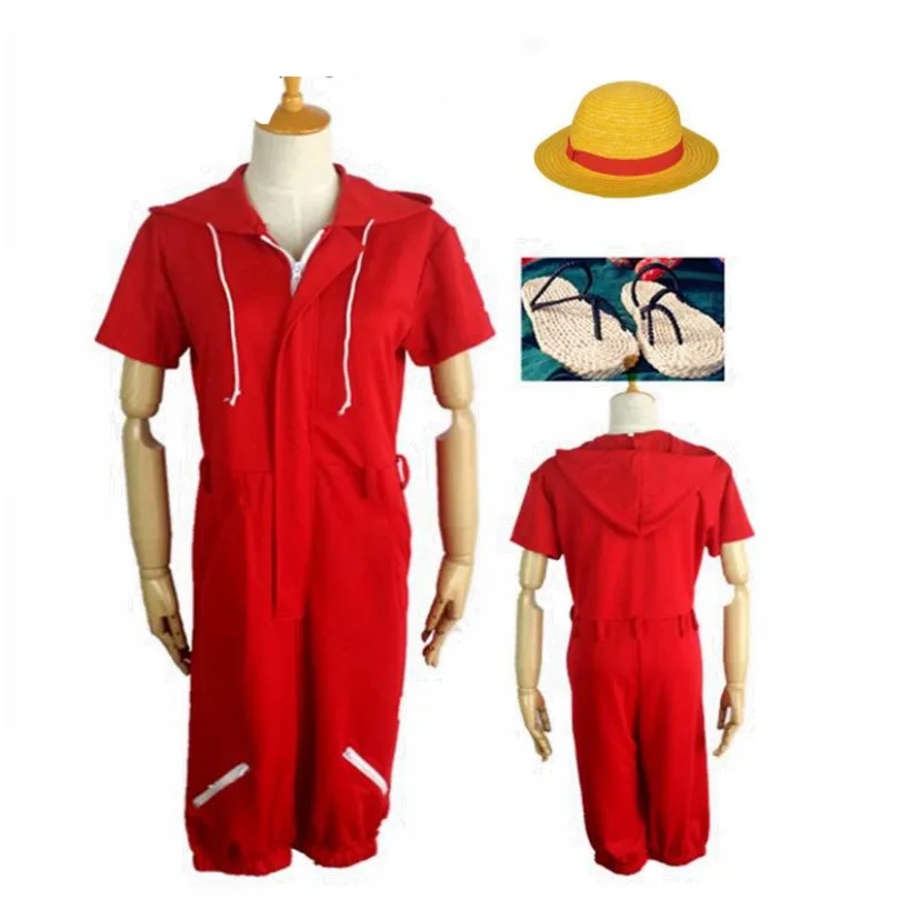 Новая цельная обезьянка D. Костюм для косплея Luffy рубашка брюки парик обувь