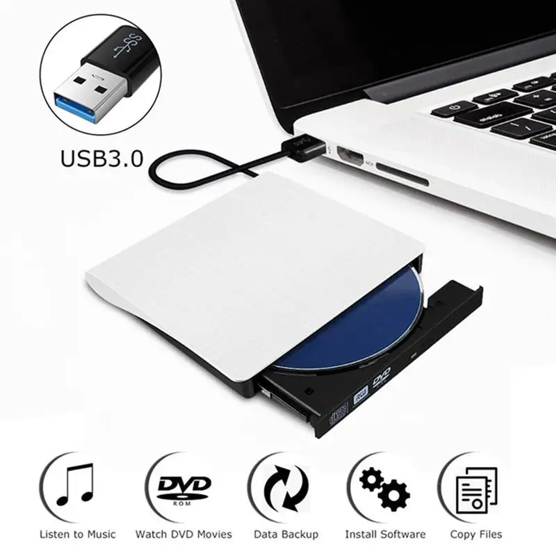 Portable USB 3.0 DVD-ROM Computer Optical Drive PC External Slim CD ROM Disk Reader DVD Player Desktop PC Laptop Tablet
Portable USB 3.0 DVD-ROM Computer Optical Drive PC External Slim CD ROM Disk Reader DVD Player Desktop PC Laptop Tablet