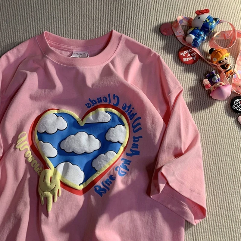 Summer Short Sleeve Women Large Size T-shirts Round Neck Female Tops Graffiti Love Cloud Print Cotton Harajuku Loose Tee Shirts
Summer Short Sleeve Women Large Size T-shirts Round Neck Female Tops Graffiti Love Cloud Print Cotton Harajuku Loose Tee Shirts
