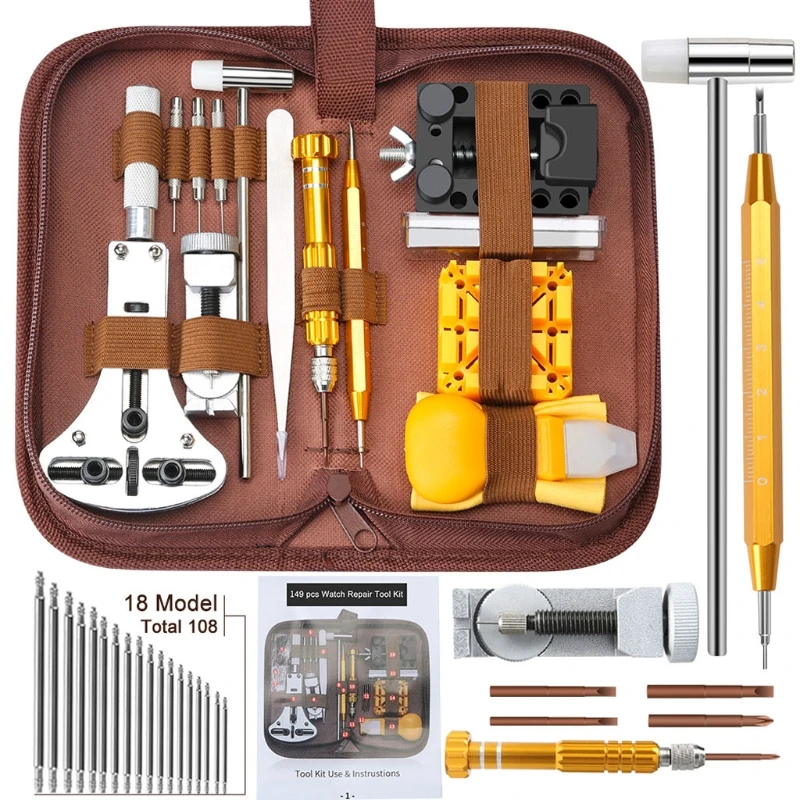 149Pcs Watch Repair Tools Kits Watchband Link Remover Spring Bar Tool Kit with Carrying Case and Instruction Manual
149Pcs Watch Repair Tools Kits Watchband Link Remover Spring Bar Tool Kit with Carrying Case and Instruction Manual