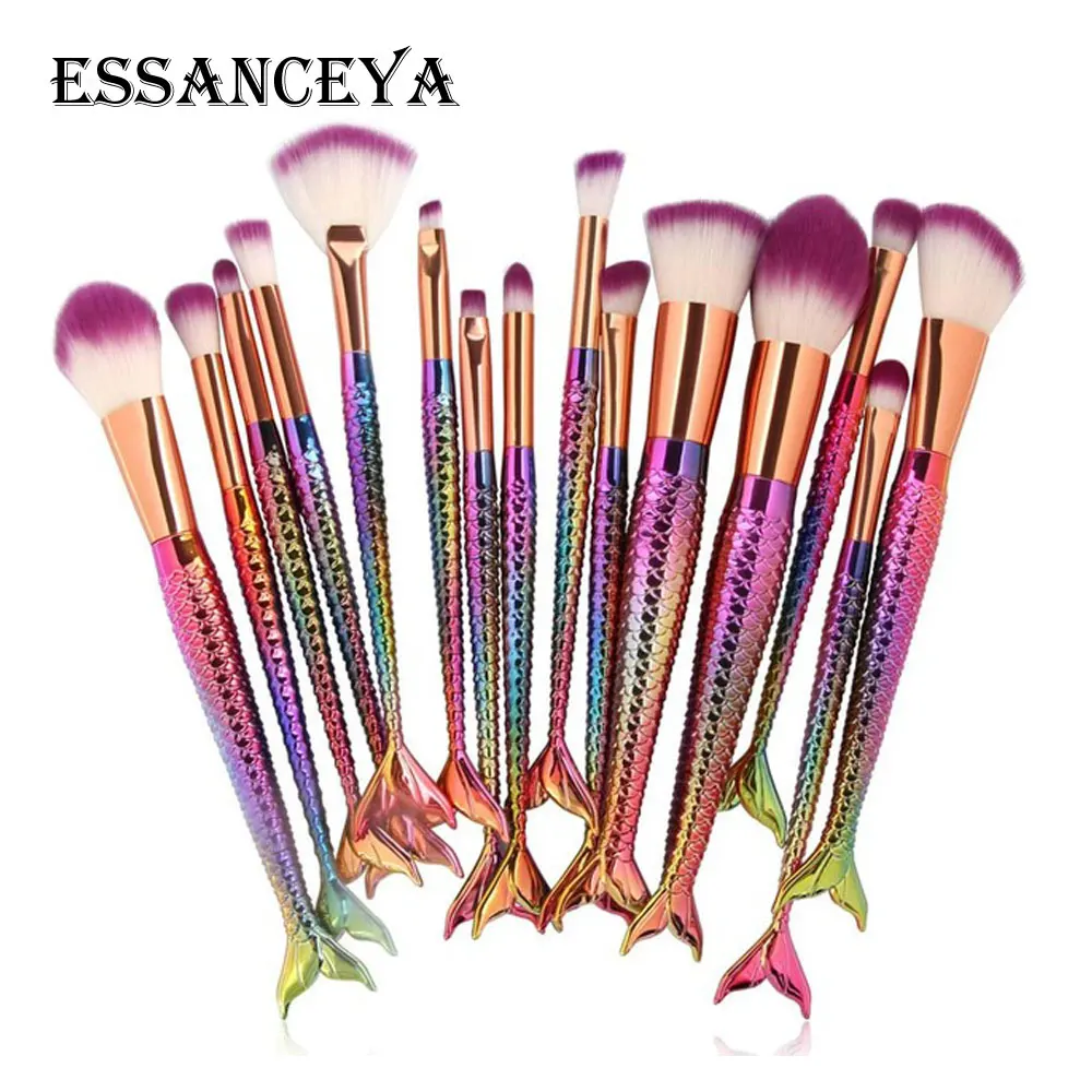 ESSANCEYA 6 15 шт Русалка Макияж Кисти Набор теней для век подводка глаз Румяна