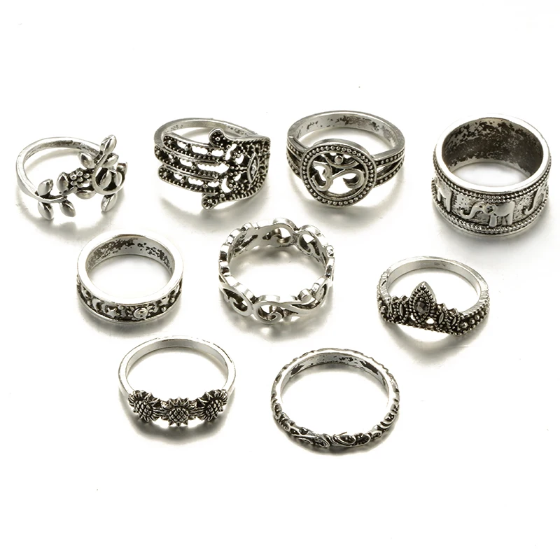 Tocona 9pcs/set Boho Midi Finger Rings Set for Women Punk Elephant Flower Hollow Out Sliver Knuckle Rings Jewelry Gift 4618
Tocona 9pcs/set Boho Midi Finger Rings Set for Women Punk Elephant Flower Hollow Out Sliver Knuckle Rings Jewelry Gift 4618