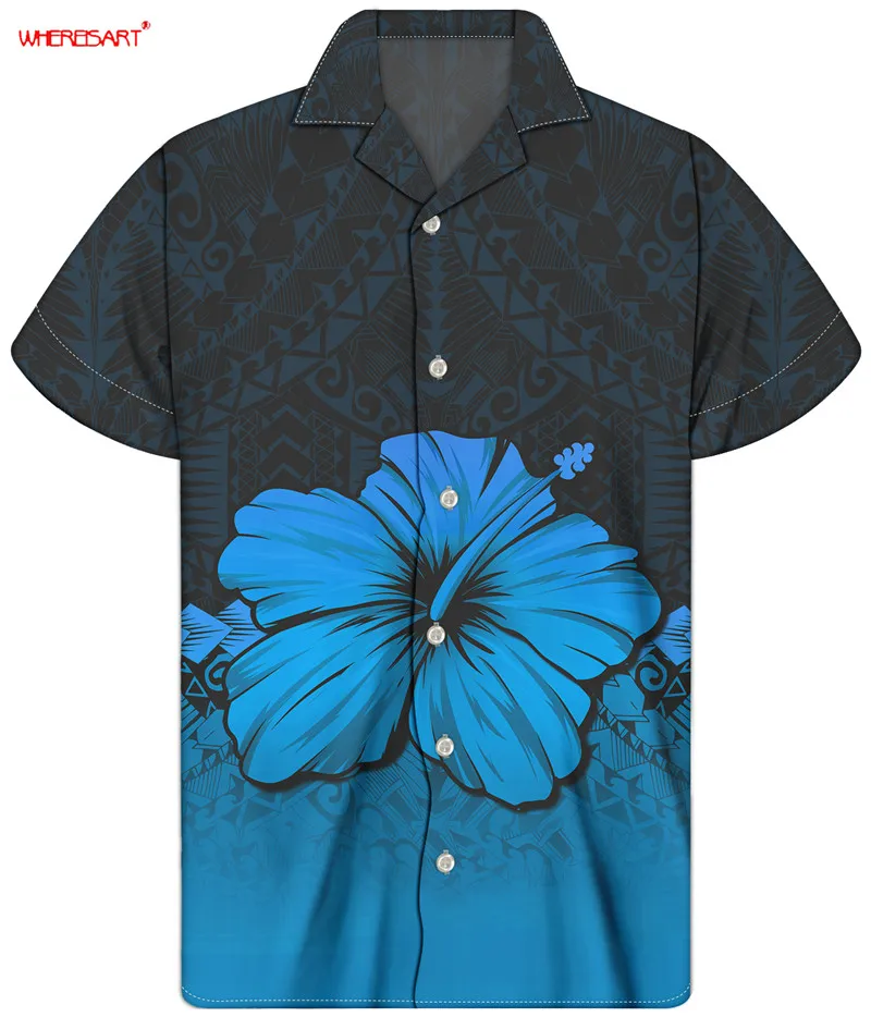 WHEREISTAR Blue Men Oversized Shirts Polynesian Hibiscus Print Clothing homme Beach Tops for Holidays Short Sleeve Cuba Blouse
WHEREISTAR Blue Men Oversized Shirts Polynesian Hibiscus Print Clothing homme Beach Tops for Holidays Short Sleeve Cuba Blouse