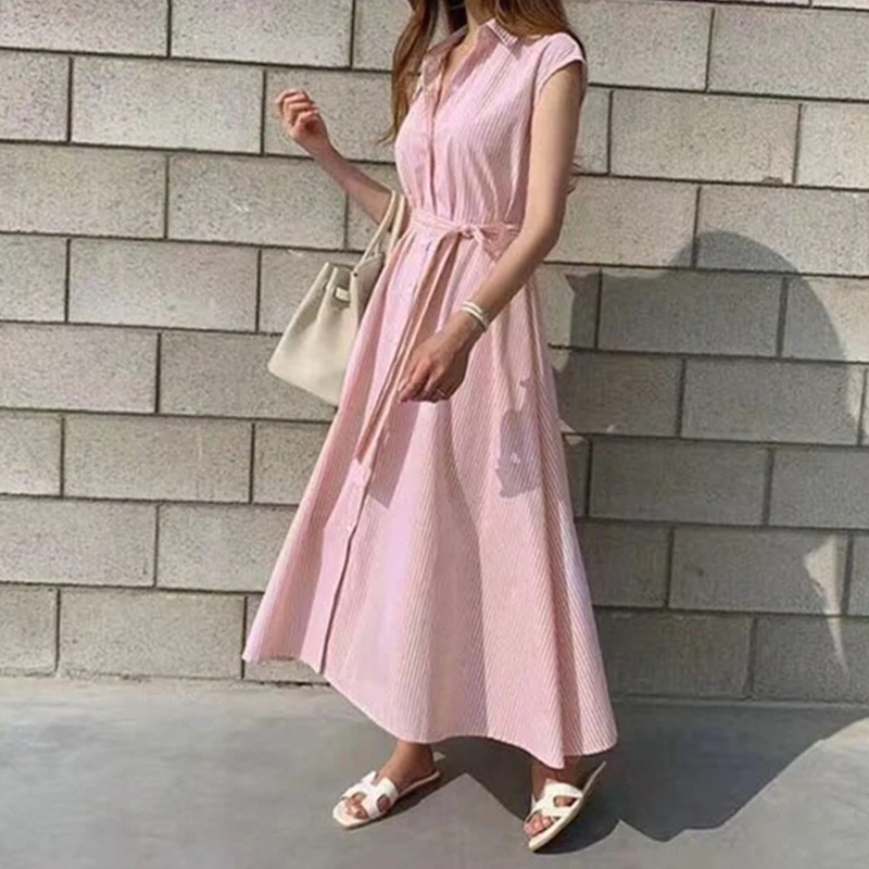Sister Fara New Women Summer Shirt Dress Turn-Down Collar Solid Colors Casual Sleeveless Striped OL Office Lady Lace Long Dress
Sister Fara New Women Summer Shirt Dress Turn-Down Collar Solid Colors Casual Sleeveless Striped OL Office Lady Lace Long Dress