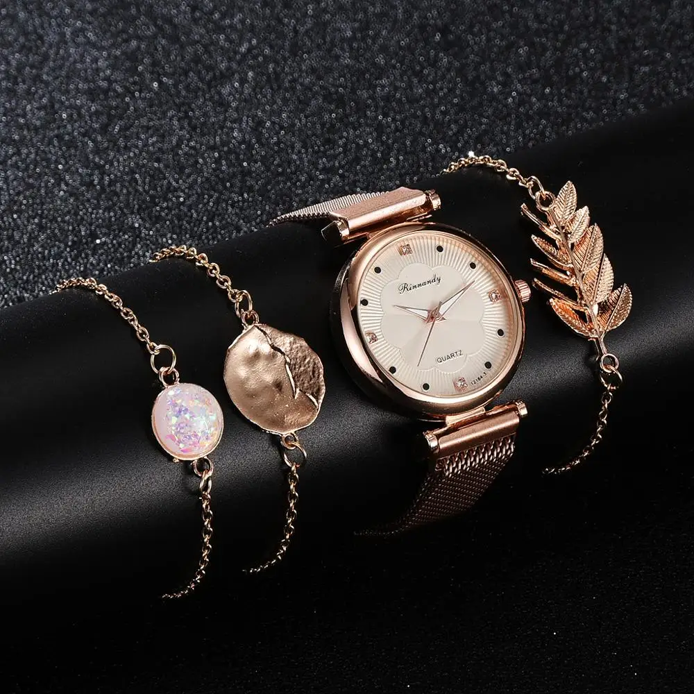 Luxury Set Watch Women Magnet Buckle Flower Women Watch Bracelet Rose Gold Rhinestone Dress Ladies Watch Gift Set montre femme
Luxury Set Watch Women Magnet Buckle Flower Women Watch Bracelet Rose Gold Rhinestone Dress Ladies Watch Gift Set montre femme