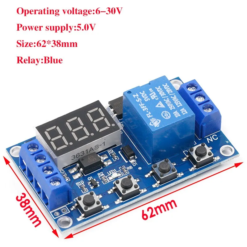 1PC 6-30V Relay Module Switch Trigger Delay Circuit Timer Cycle Adjustable 6.3*3.8*1.5cm Electrical Relay Accessories
1PC 6-30V Relay Module Switch Trigger Delay Circuit Timer Cycle Adjustable 6.3*3.8*1.5cm Electrical Relay Accessories