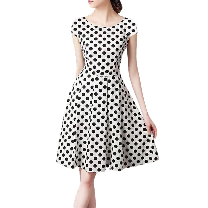 Summer Women's Polka Dot Round Neck Short Sleeve Casual Commute A-line Dress Female Sexy Short A Line Party Vestidos 2021 Hot
Summer Women's Polka Dot Round Neck Short Sleeve Casual Commute A-line Dress Female Sexy Short A Line Party Vestidos 2021 Hot