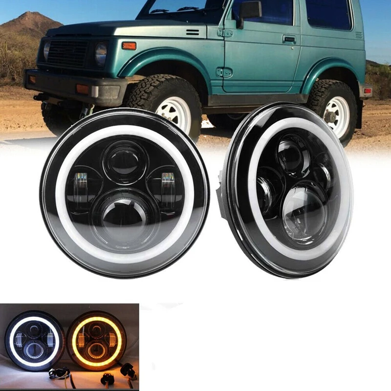 7 Inch LED Headlight with Halo Ring Amber DRL Turn Signal 120W for Suzuki Samurai SJ413 SJ410 1980-1985
7 Inch LED Headlight with Halo Ring Amber DRL Turn Signal 120W for Suzuki Samurai SJ413 SJ410 1980-1985