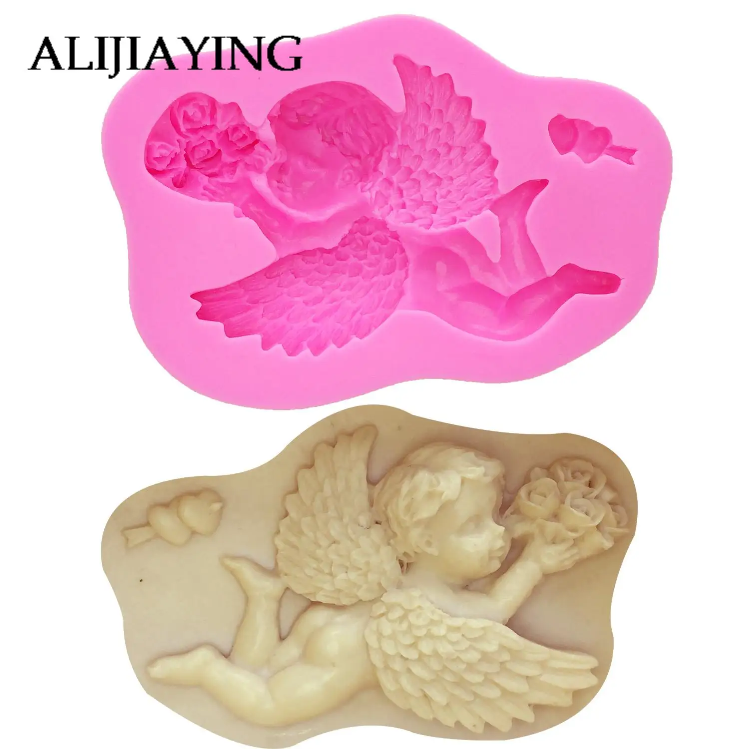 M0234 Cute Angel Boy With flower Love Shape 3D Silicone Cake Mold Fondant Cake Tools For Cupcake 
M0234 Cute Angel Boy With flower Love Shape 3D Silicone Cake Mold Fondant Cake Tools For Cupcake