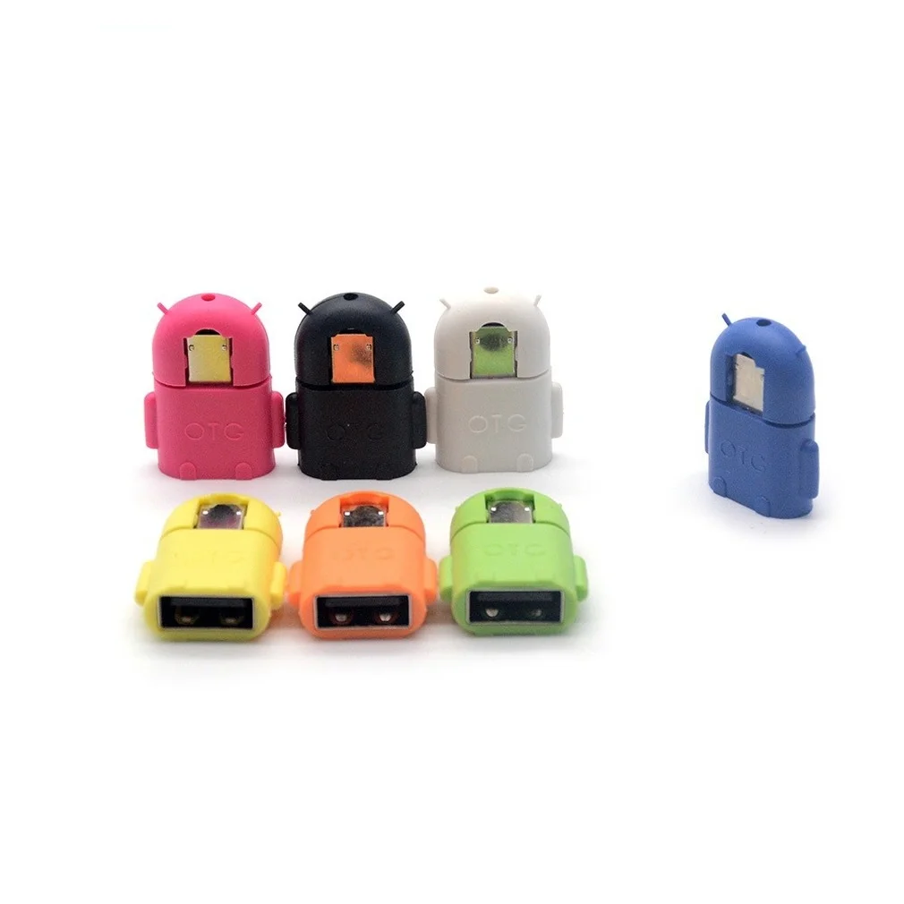 

10Pcs Mini Cute Gift Universal Robot Shape Andriod Micro USB OTG Host Adapter Converter For Android Tablet PC Smart Phone