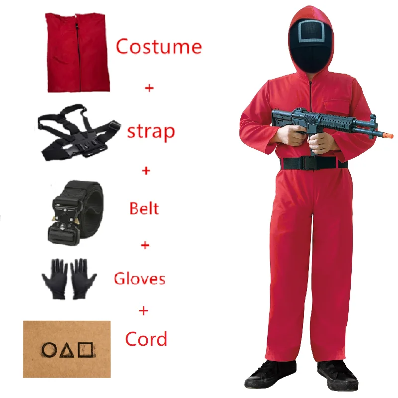 Korean Squid Game Jumpsuit Cosplay Costume Card Halloween Party Square Triangle Round Mask Aldult Men Women Xmas Gifts
Korean Squid Game Jumpsuit Cosplay Costume Card Halloween Party Square Triangle Round Mask Aldult Men Women Xmas Gifts