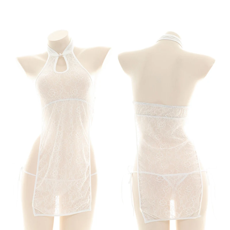 Sexy Girl Lace Translucent Cheongsam Hollow Out Private Nightdress Underwear Lolita Women High Spilt Classical Pajamas Homewear
Sexy Girl Lace Translucent Cheongsam Hollow Out Private Nightdress Underwear Lolita Women High Spilt Classical Pajamas Homewear