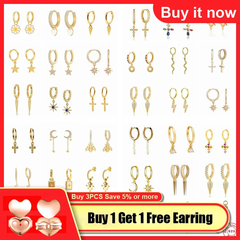 CANNER Cute Aretes Hoops Ear rings 925 Silver For Women Pendientes Plata 925 Star Cross Zircon Charms Huggie earrings Jewelry
CANNER Cute Aretes Hoops Ear rings 925 Silver For Women Pendientes Plata 925 Star Cross Zircon Charms Huggie earrings Jewelry