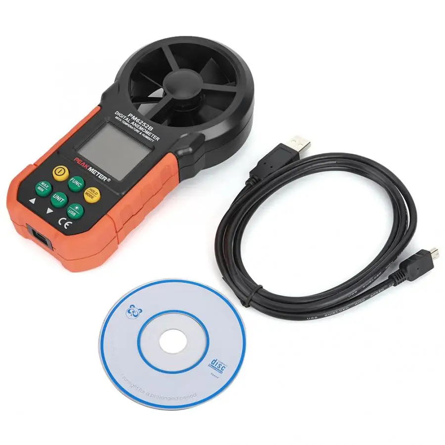 Датчик скорости ветра PEAKMETER PM6252B Высокоточный Ручной цифровой анемометр