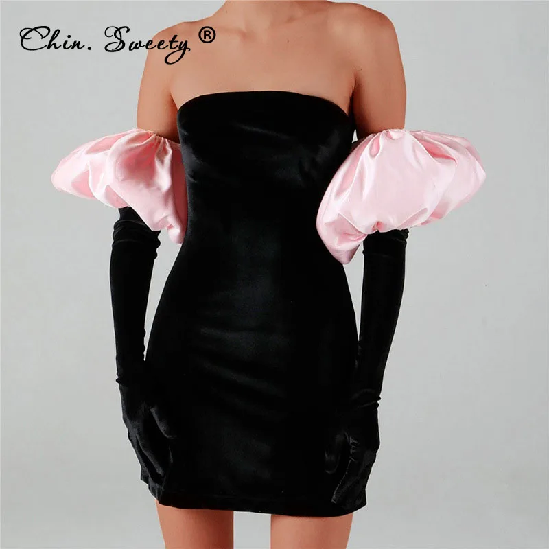 Women's Velvet Mini Dress Long Puff Sleeve Party Skinny Tube 2022 New Year Off The Shoulder Dresses Ladies Sexy Club Vestidos
Women's Velvet Mini Dress Long Puff Sleeve Party Skinny Tube 2022 New Year Off The Shoulder Dresses Ladies Sexy Club Vestidos