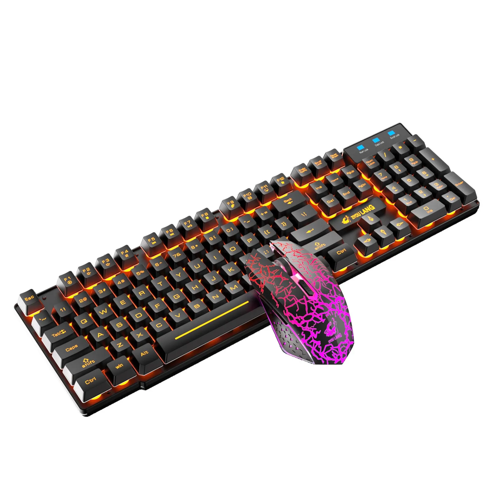 Беспроводной Gaming Keyboard игры Мышь детской одежды в цветах радуги светодиодный мышь