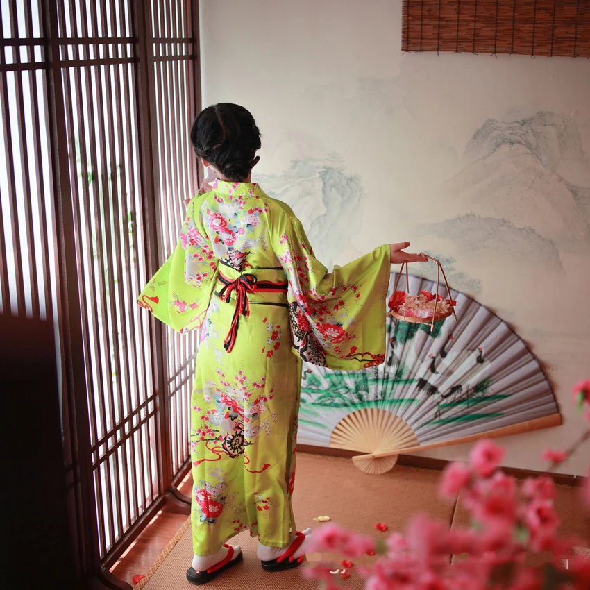 Kimono Yukata Women Cardigan Japanese Traditional Costumes Streetwear Dress Obi Fashion Green Dresses Japan Elegant Long Sleeve 
Kimono Yukata Women Cardigan Japanese Traditional Costumes Streetwear Dress Obi Fashion Green Dresses Japan Elegant Long Sleeve