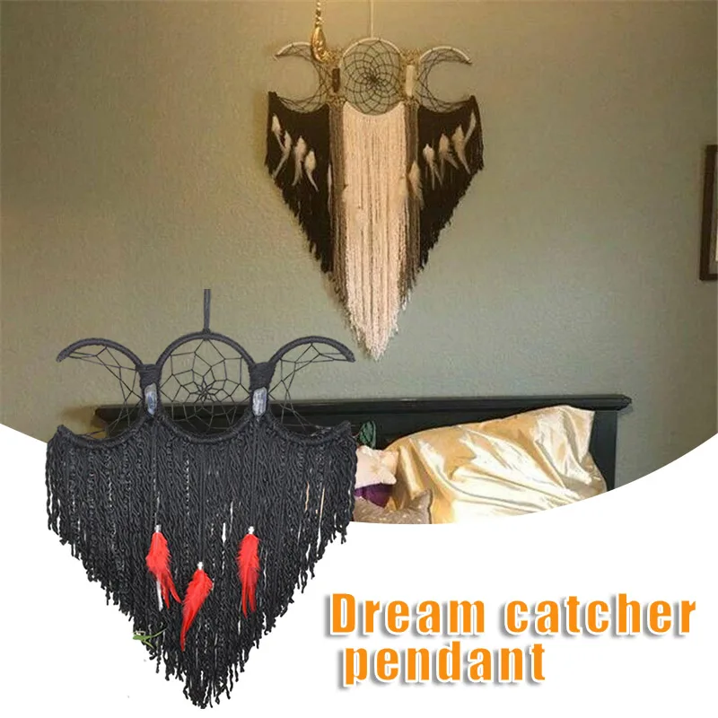 Handmade Multicolor Triple Moon Dream Catcher A Gift of Love and Healing Bedroom Home Decor Wall Hanging Ornaments TOO789 
Handmade Multicolor Triple Moon Dream Catcher A Gift of Love and Healing Bedroom Home Decor Wall Hanging Ornaments TOO789