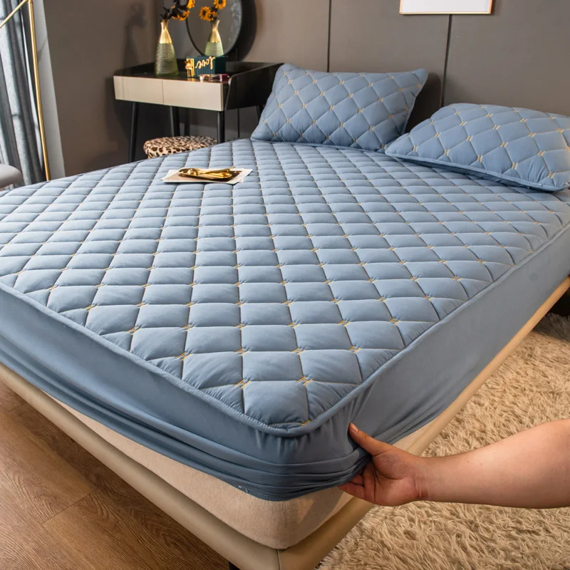 Embroidery Quilted Bed Sheet Home Luxury Fitted Sheet Thicken Bed Linens Mattress Cover Queen King Double Size 2021 New Type A
Embroidery Quilted Bed Sheet Home Luxury Fitted Sheet Thicken Bed Linens Mattress Cover Queen King Double Size 2021 New Type A