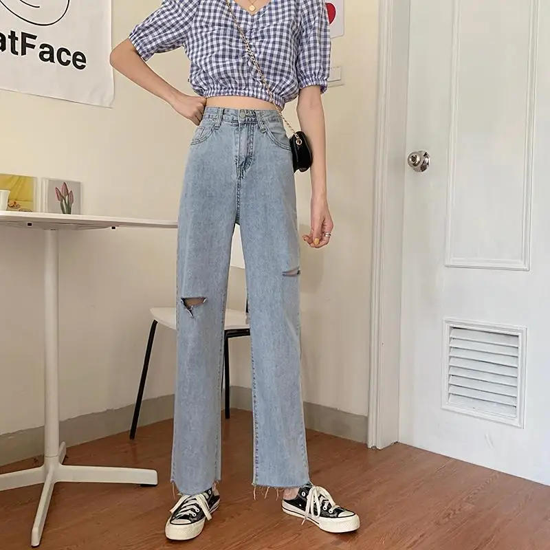 WFFHole jeans women's loose high waist slim pants wide leg100% cotton mop pants Korean straight pants boyfriend jeans for women
WFFHole jeans women's loose high waist slim pants wide leg100% cotton mop pants Korean straight pants boyfriend jeans for women