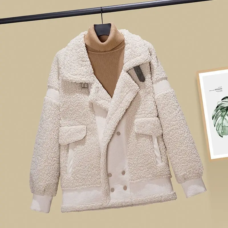 Women's Imitation Lambswool Coat 2020 Autumn Winter Korean Loose Particles Fleece Short Leather Fur Together Suede Outwear Tops
Women's Imitation Lambswool Coat 2020 Autumn Winter Korean Loose Particles Fleece Short Leather Fur Together Suede Outwear Tops