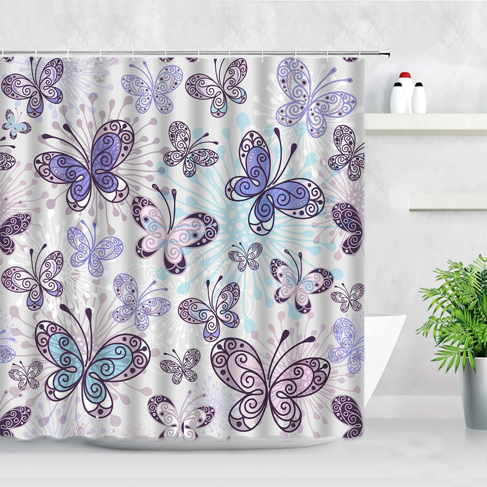 Butterfly Shower Curtains Waterproof Fabric Hooks Bath Screen Flowers Pattern Background Modern Home Bathroom Decor Curtain Set
Butterfly Shower Curtains Waterproof Fabric Hooks Bath Screen Flowers Pattern Background Modern Home Bathroom Decor Curtain Set